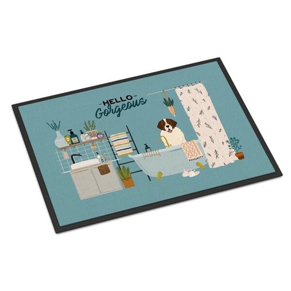 Carolines Treasures 18 x 27 in. Moscow Watchdog in Bathtub Indoor or Outdoor Mat CK7449MAT - main